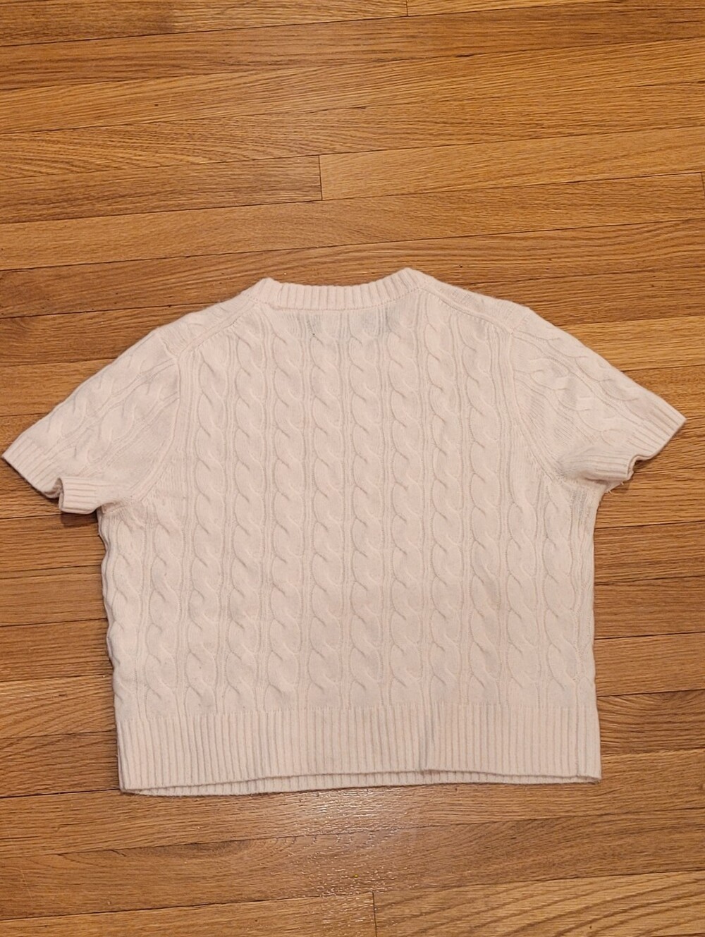 JCREW CASHMERE CABLE KNIT TEE TSHIRT SWEATER IN IVORY - Picture 5 of 6